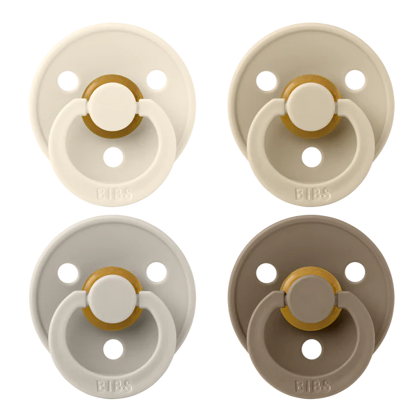 BIBS Pacifier Original Colour Latex 4pk -  Ivory/Sand/Vanilla/Dark Oak, Size 2