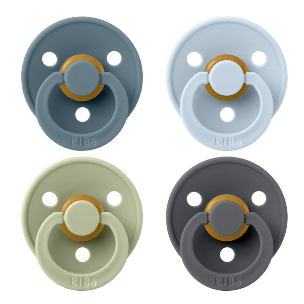 BIBS Pacifier Original Colour Latex 4pk - Petrol/Sage/Baby Blue/Iron, Size 2