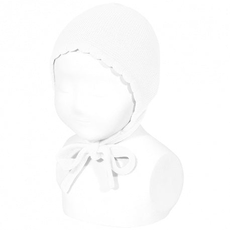 Condor Garter Stitch Classic Bonnet - White, 3-6mths
