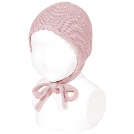 Condor Garter Stitch Classic Bonnet - Rosa Palo, 6-12mths