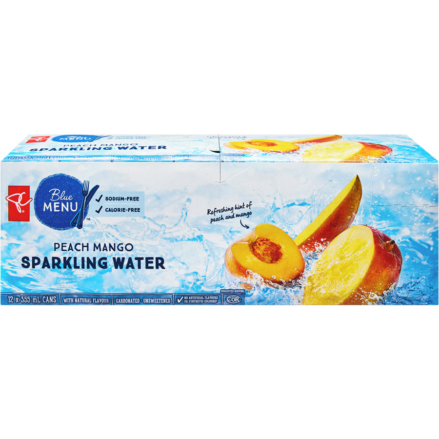 Blue Menu Peach Mango Sparkling Water 355ml x 12ct