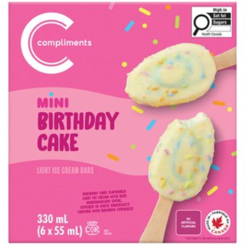 Compliments Birthday Cake Ice Cream Bar 6ct