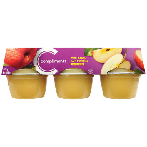 Compliments Unsweetened Apple Snack Cups 6 x 113g