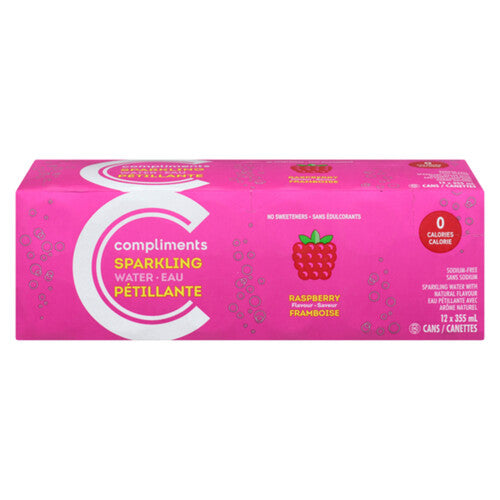 Compliments Raspberry Sparkling Water 355ml x 12ct