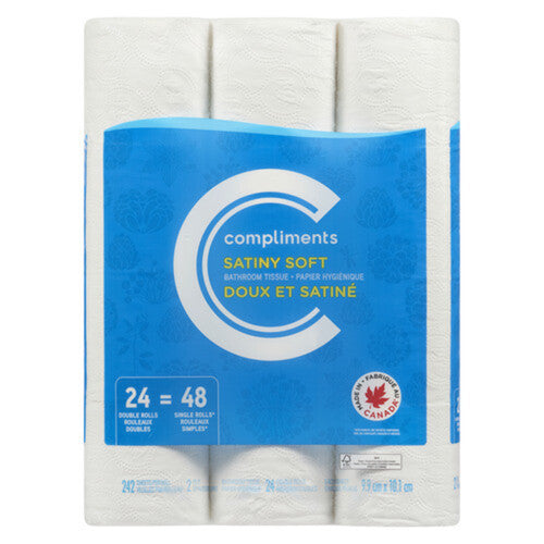 Compliments Satiny Soft Double Roll Bathroom Tissue 24ct