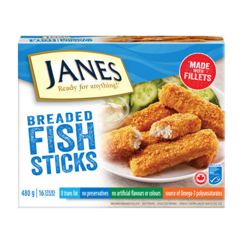 Janes Uncooked Breaded Fish Sticks 480 g