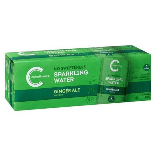 Compliments Ginger Ale Sparkling Water 355ml x 12ct
