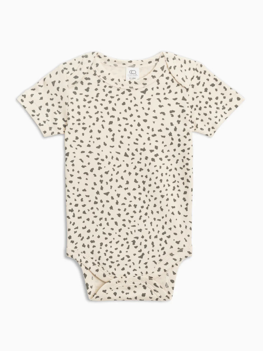 Colored Organics, Short Sleeve Bodysuit, Pewter Cheetah, 6-12 mths