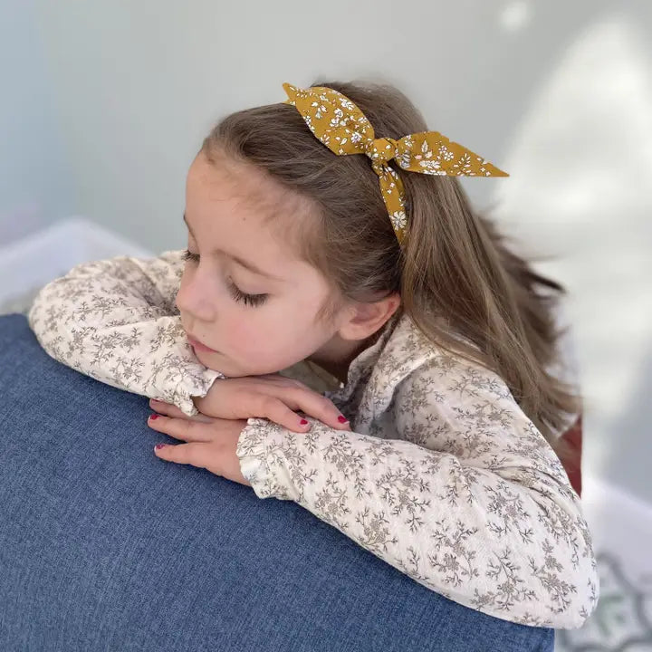 Ribbies Bow Headband, Liberty Print - Capel Mustard