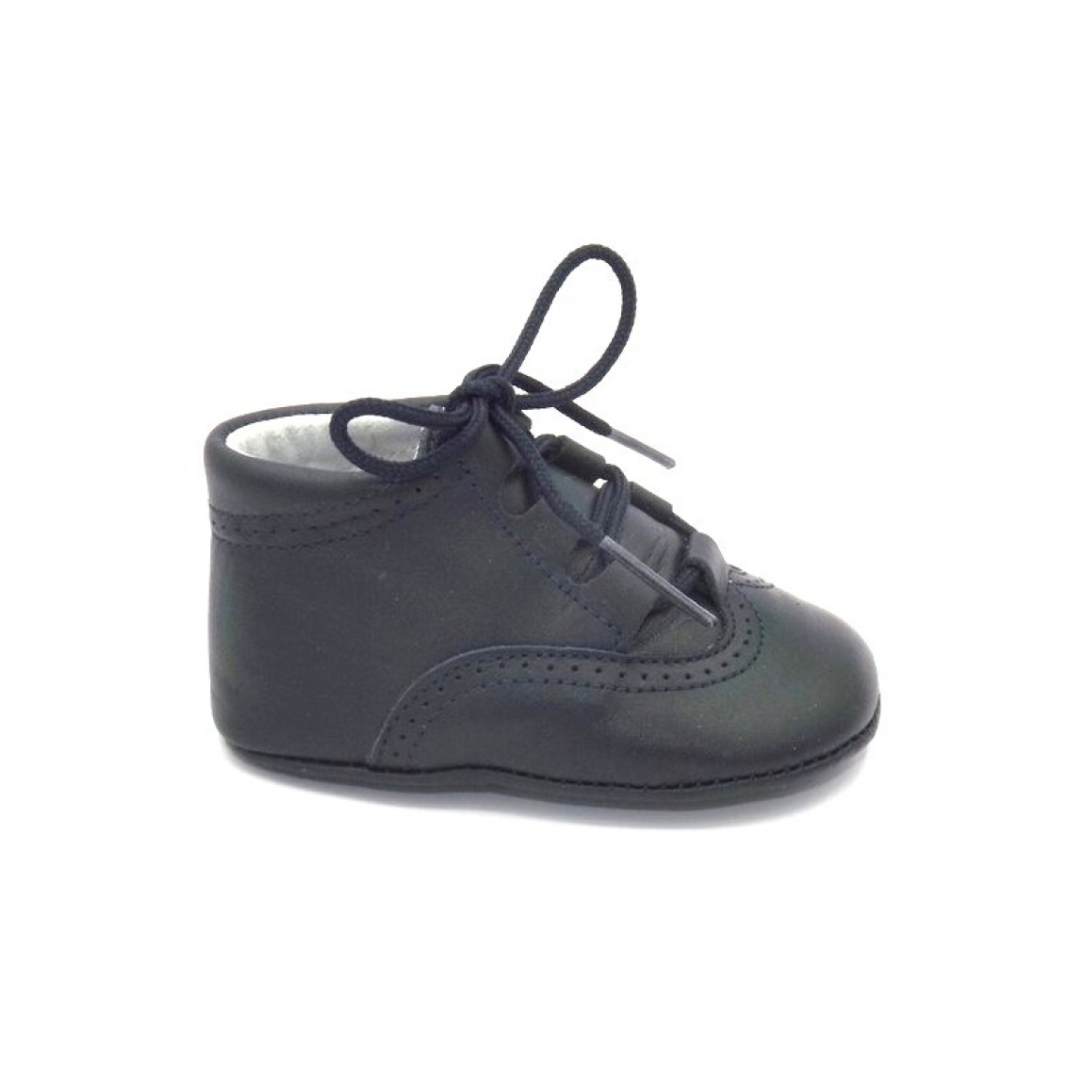 Spanish Leather Lace Up Bootie - Navy, Size 19