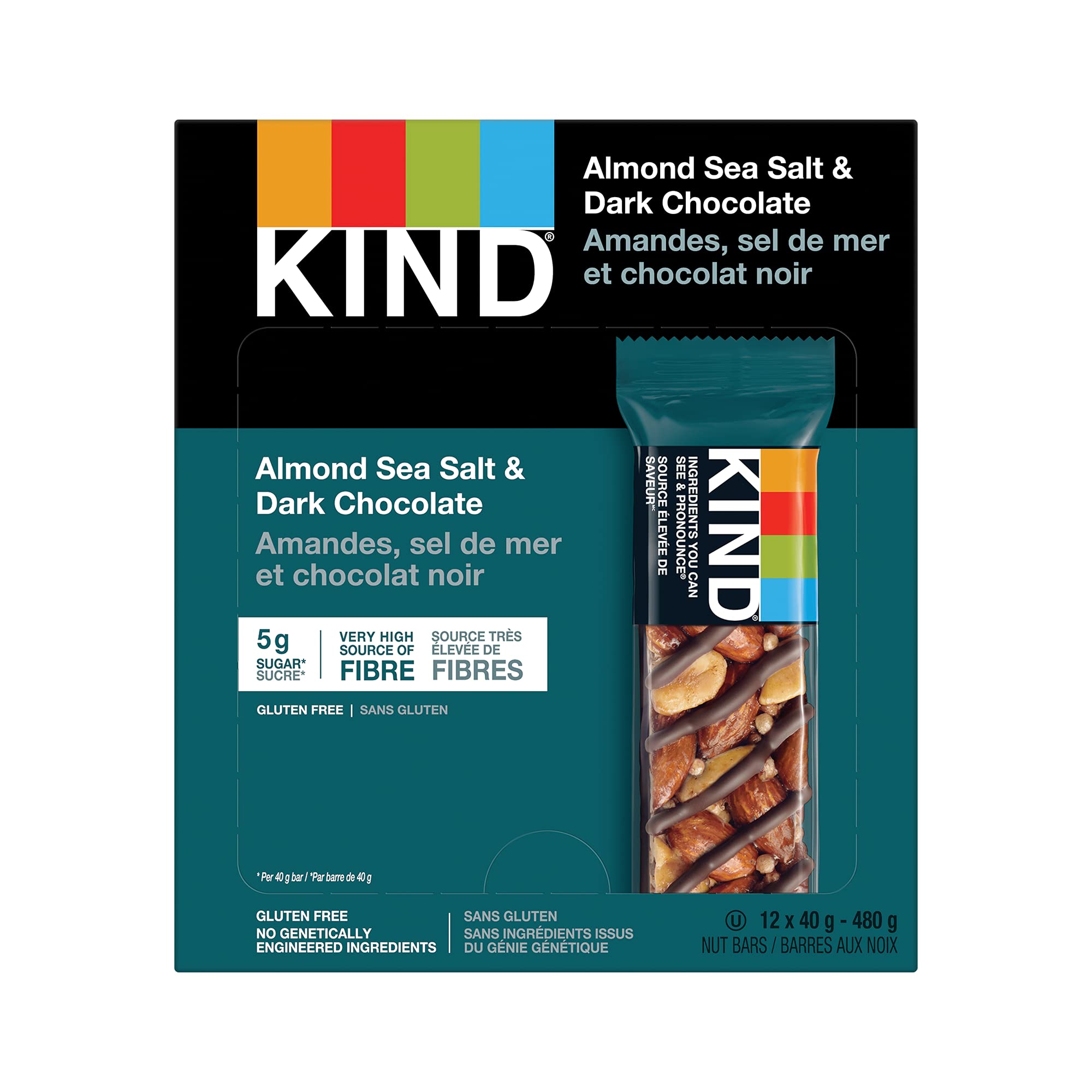 Kind Almond Sea Salt and Dark Chocolate Granola Bar 40g x 5ct