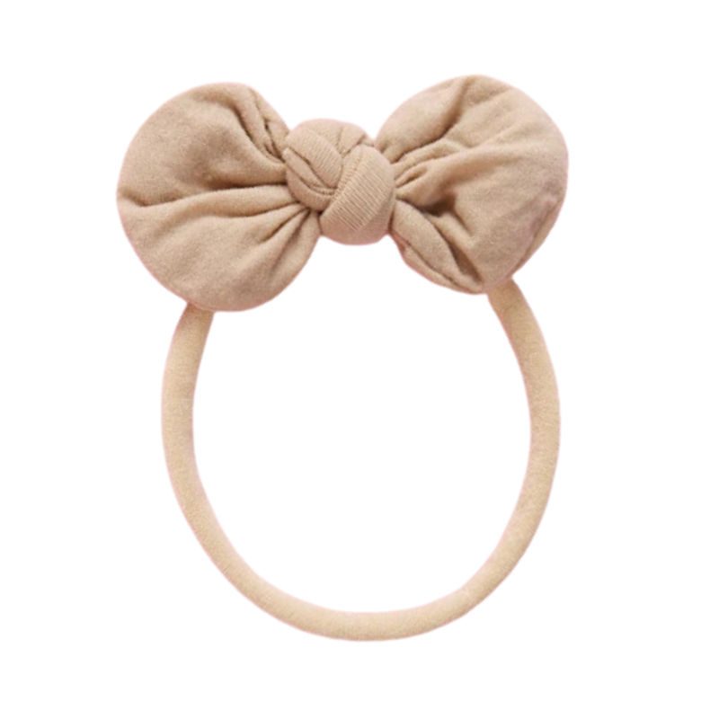 Baby Girl Headband with Bow - Taupe Brown