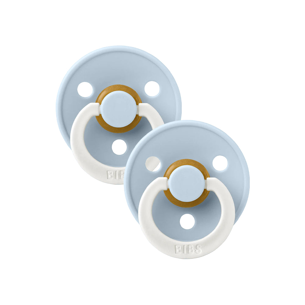 BIBS Pacifier Original Colour Latex 2 PK Baby Blue Glow, Size 2