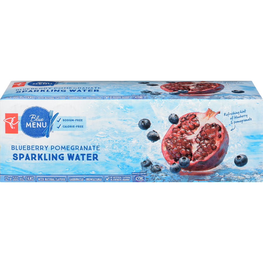Blue Menu Blueberry Pomegranate Sparkling Water 355ml x 12ct