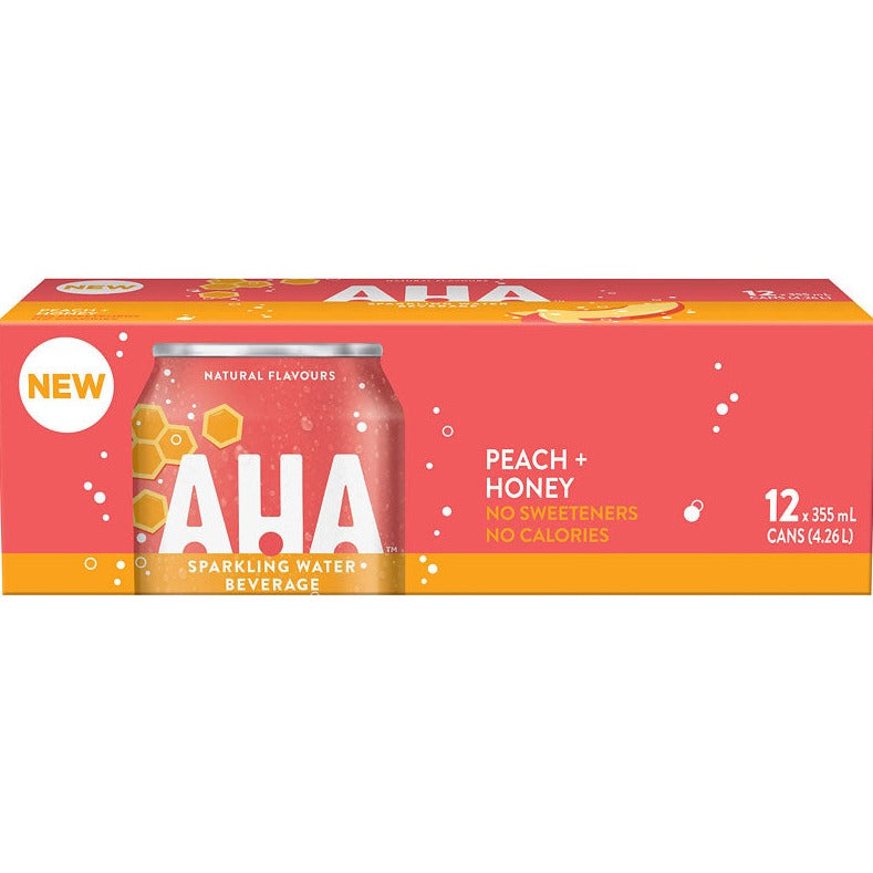 AHA Peach + Honey  Sparkling Water 355ml x 12ct