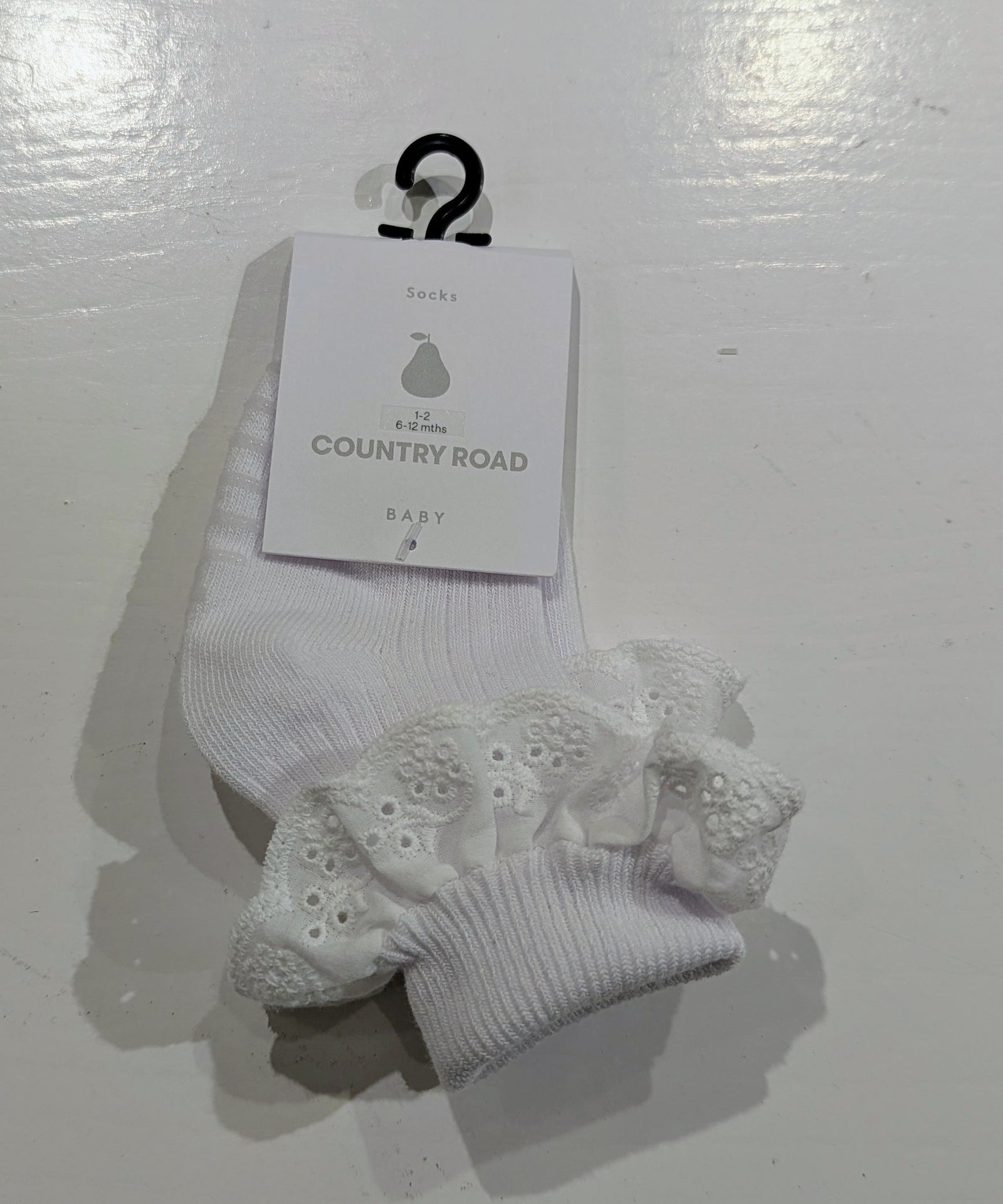 Country Road Rib Frill Sock - Marshmallow, 1-2Y