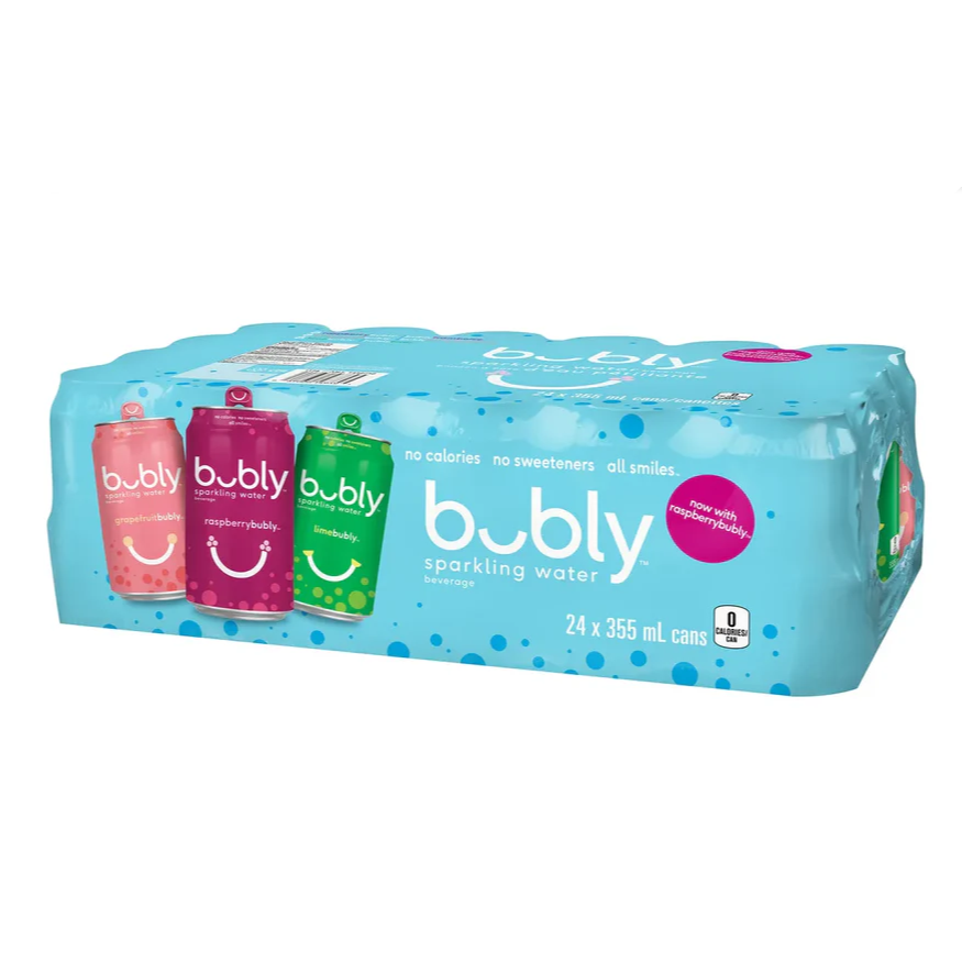 Bubly Grapefruit/Raspberry/Lime Sparkling Water 355ml x  24ct