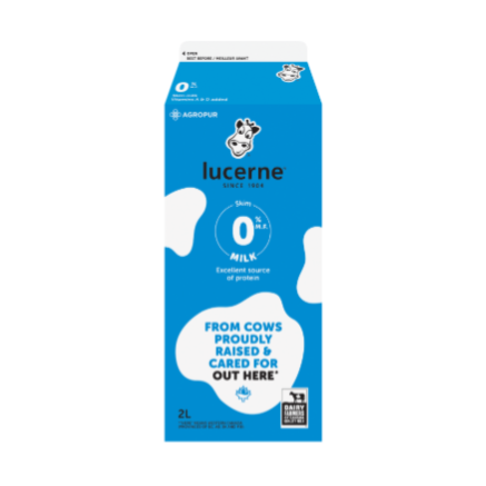 Lucerne 0% Milk 2L Carton
