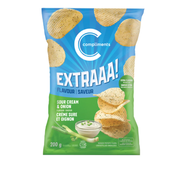 Compliments Extraaa Sour Cream & Onion Ridge Chips 200g