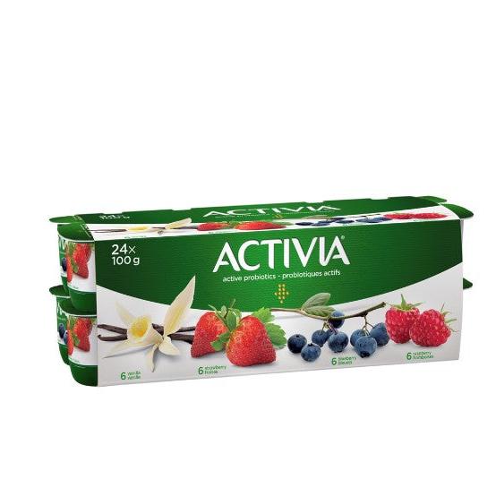 Activia Whole Case Vanilla, Strawberry, Blueberry, Raspberry 100g x 24ct