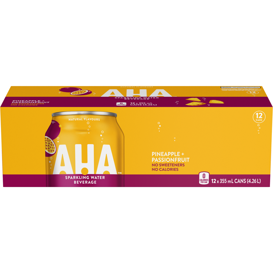 AHA Pineapple + Passionfruit Sparkling Water 355ml x 12ct