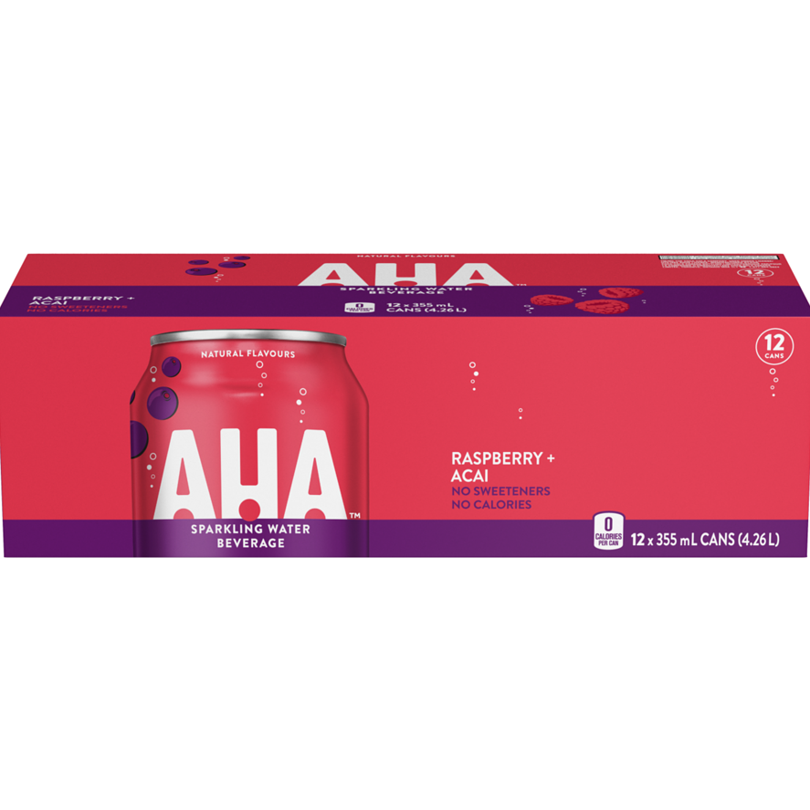 AHA Raspberry + Acai Sparkling Water 355ml x 12ct