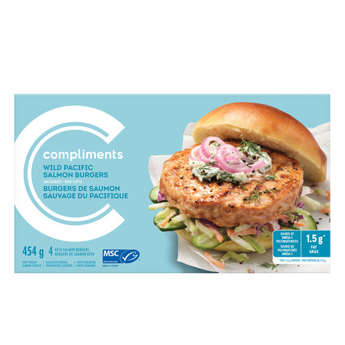 Compliments Salmon Wild Pacific Burgers 454 g