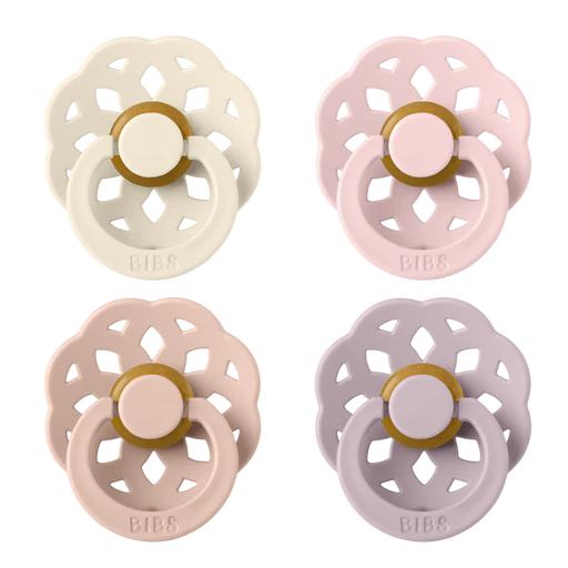 BIBS Pacifier Boheme Latex 4pk - Ivory/Blush/Blossom/Dusky Lilac, Size 1