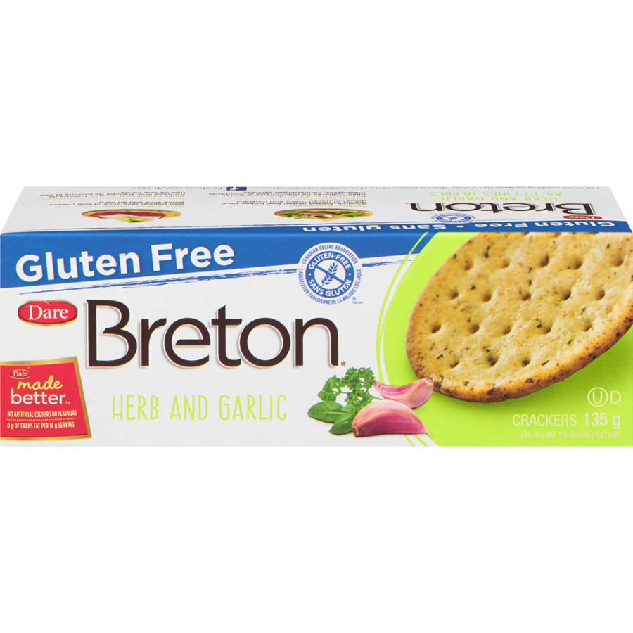 Dare Breton Gluten Free Herb & Garlic Crackers 135g