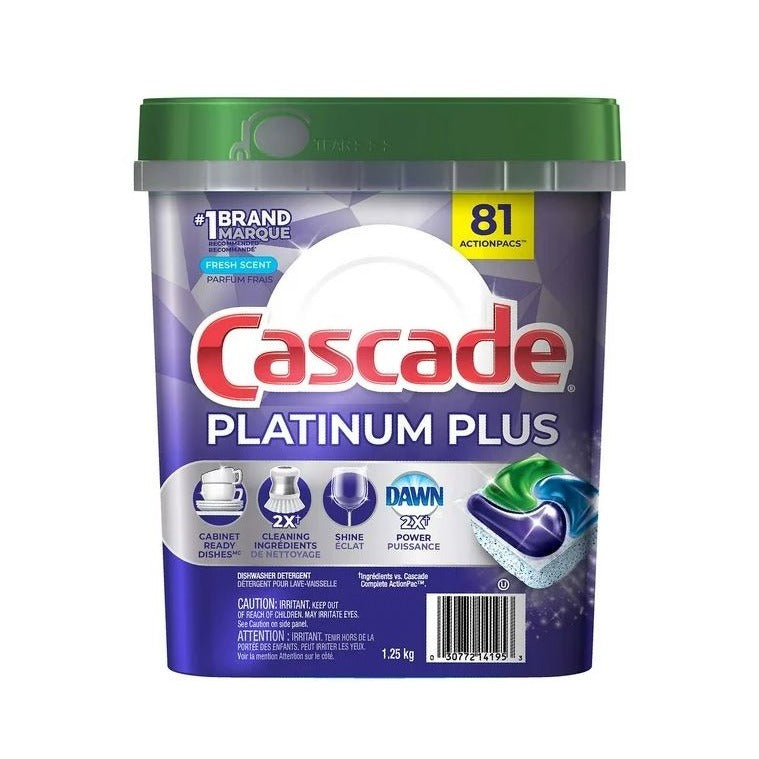 Cascade Platinum Plus Dishwasher  Tabs  81 Action Pacs