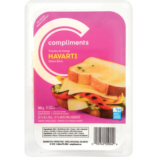 Compliments Havarti Cheese Slices 160g
