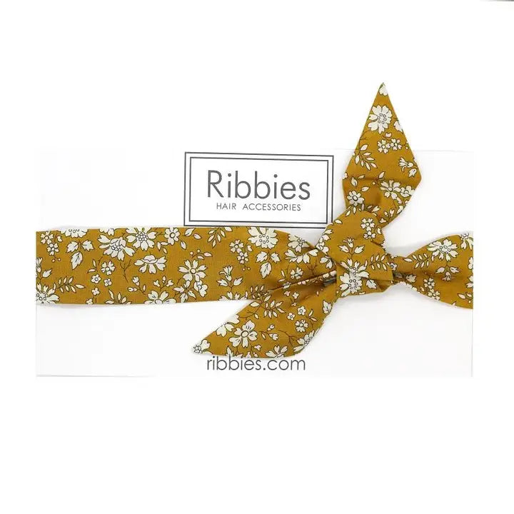 Ribbies Bow Headband, Liberty Print - Capel Mustard