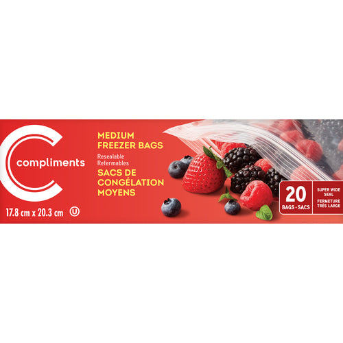 Compliments Medium Freezer Bags 20ct