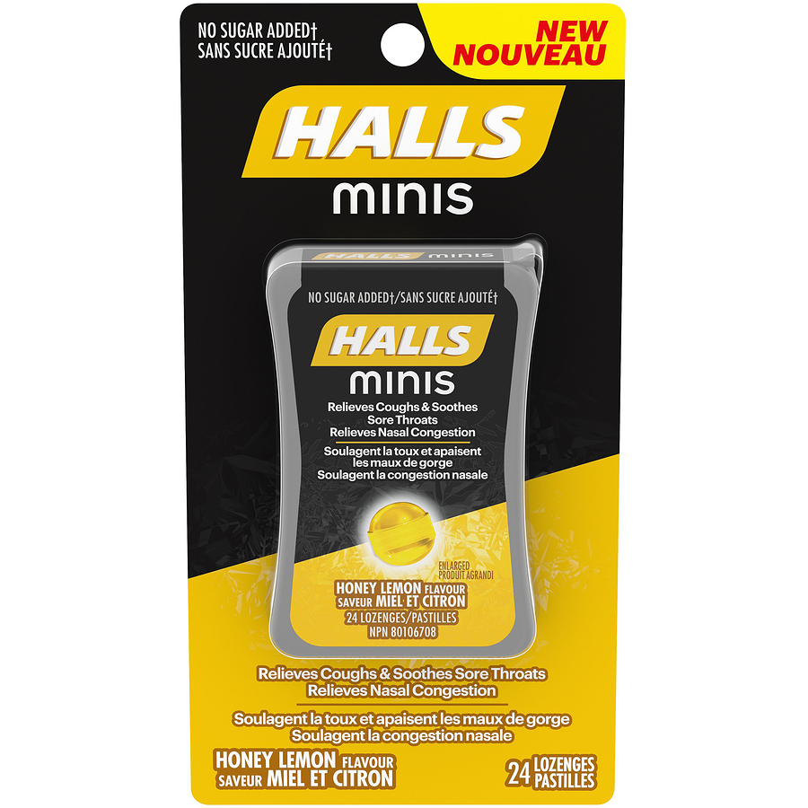 Halls Minis Honey Lemon Lozenges 24ct