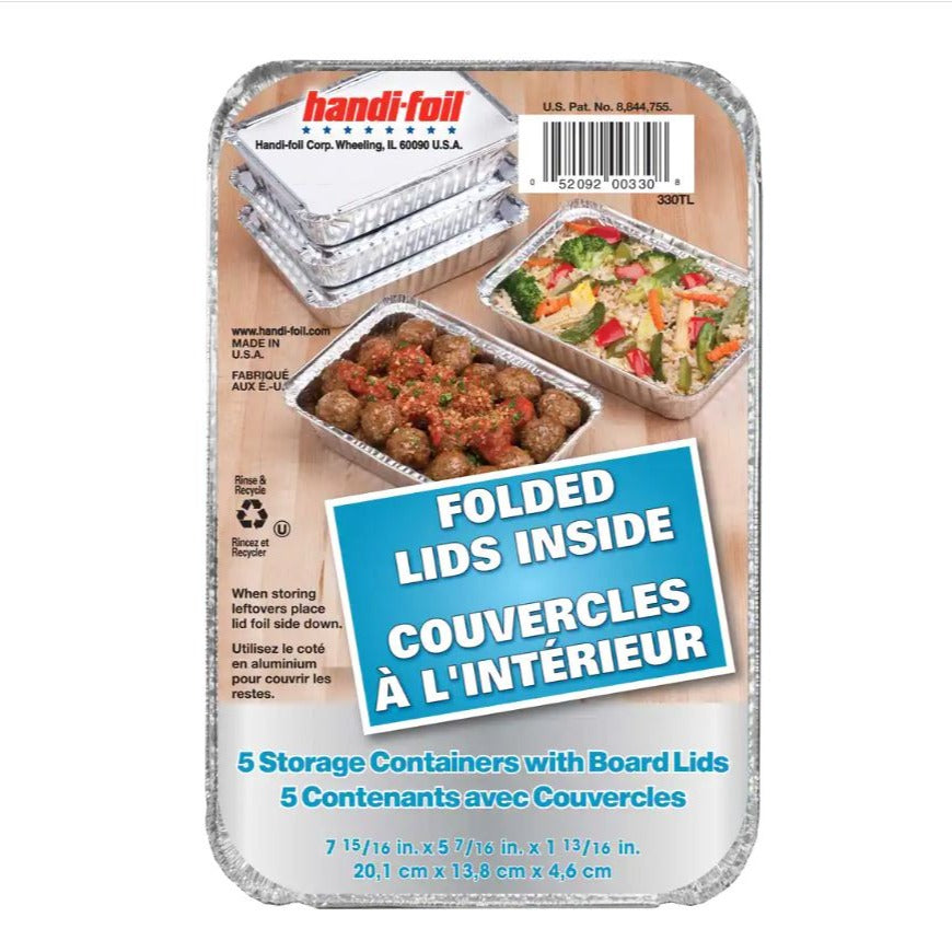 Handi-Foil Storage Containers w/Board Lids, 5ct, 7 15/16x5 7/16x1 13/16