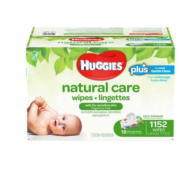 Huggies Natural Care Wipes  18 x 64 wipes box
