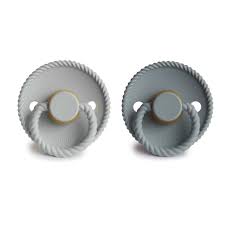 FRIGG Rope Natural Rubber Pacifier 2pk - 0-6mths, Silver Gray/French Gray