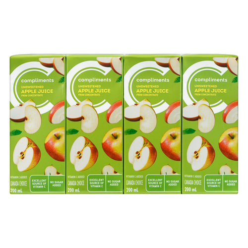Compliments Unsweetend Apple Juice Box 200ml x 8ct