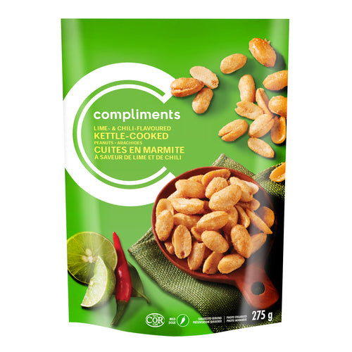 Compliments Kettle Cooked Lime & Chili Flavoured Peanuts 275g