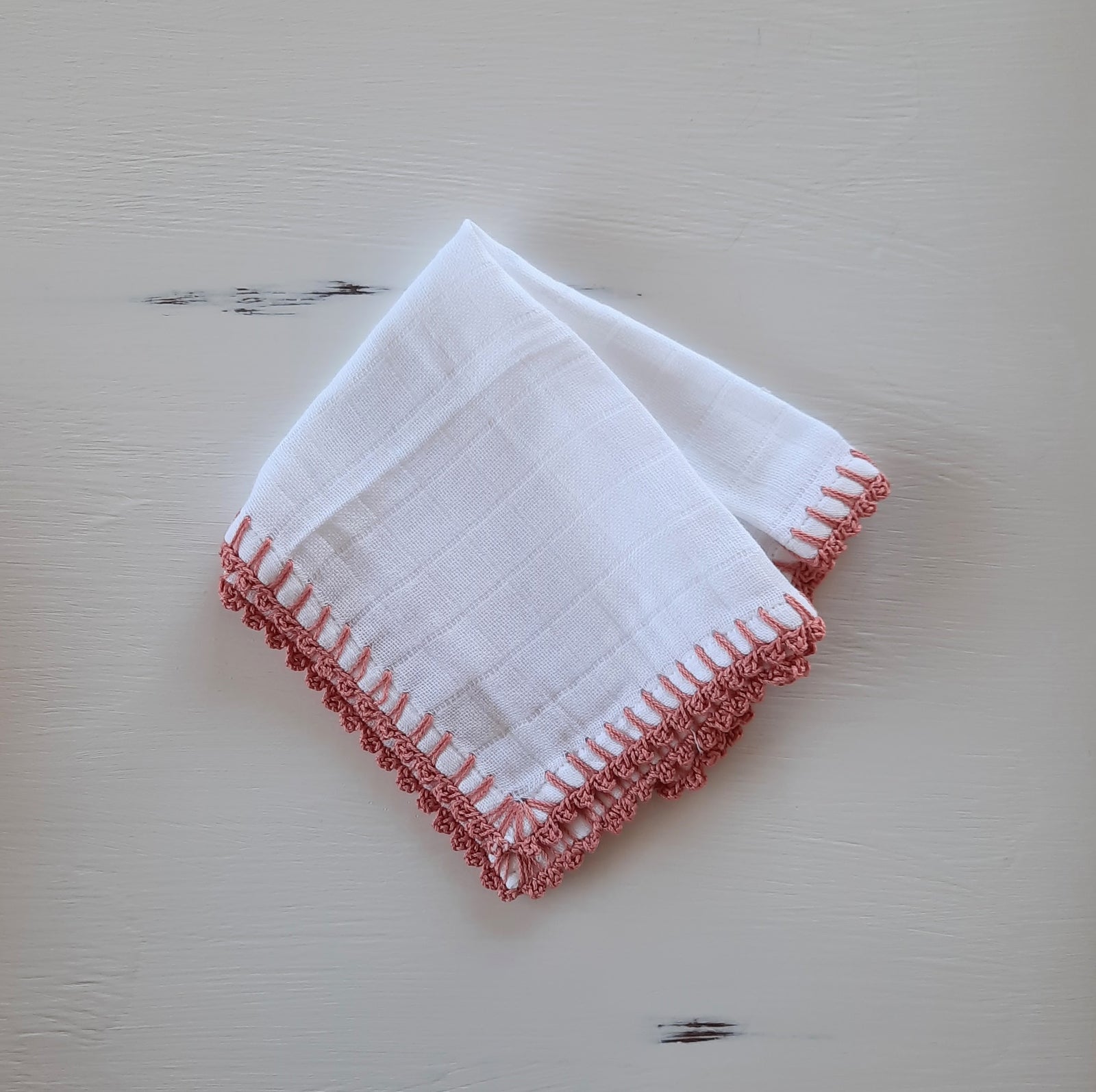 YAARN Muslin with Hand Crochet Edging, Pink