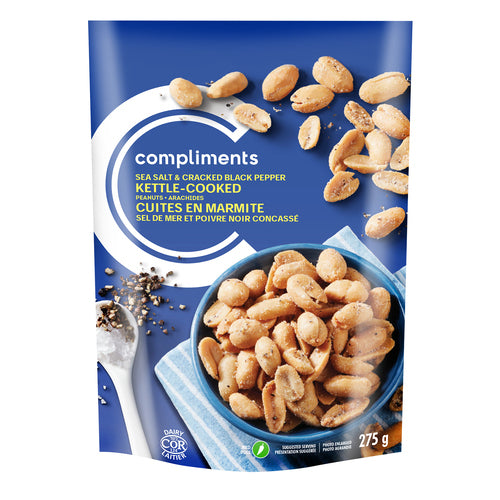 Compliments Kettle Cooked Salt & Pepper Flavoured Peanuts 275g