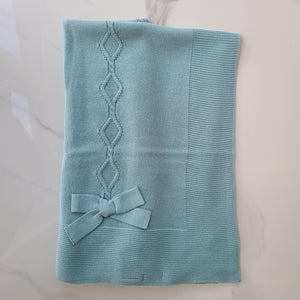 Spanish Knitted Blanket with Bow - Green
