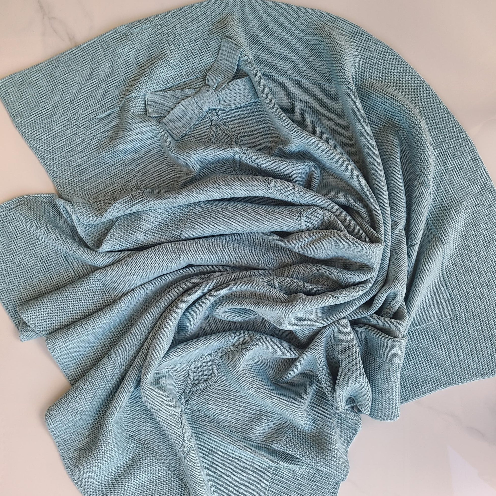 Spanish Knitted Blanket with Bow - Green