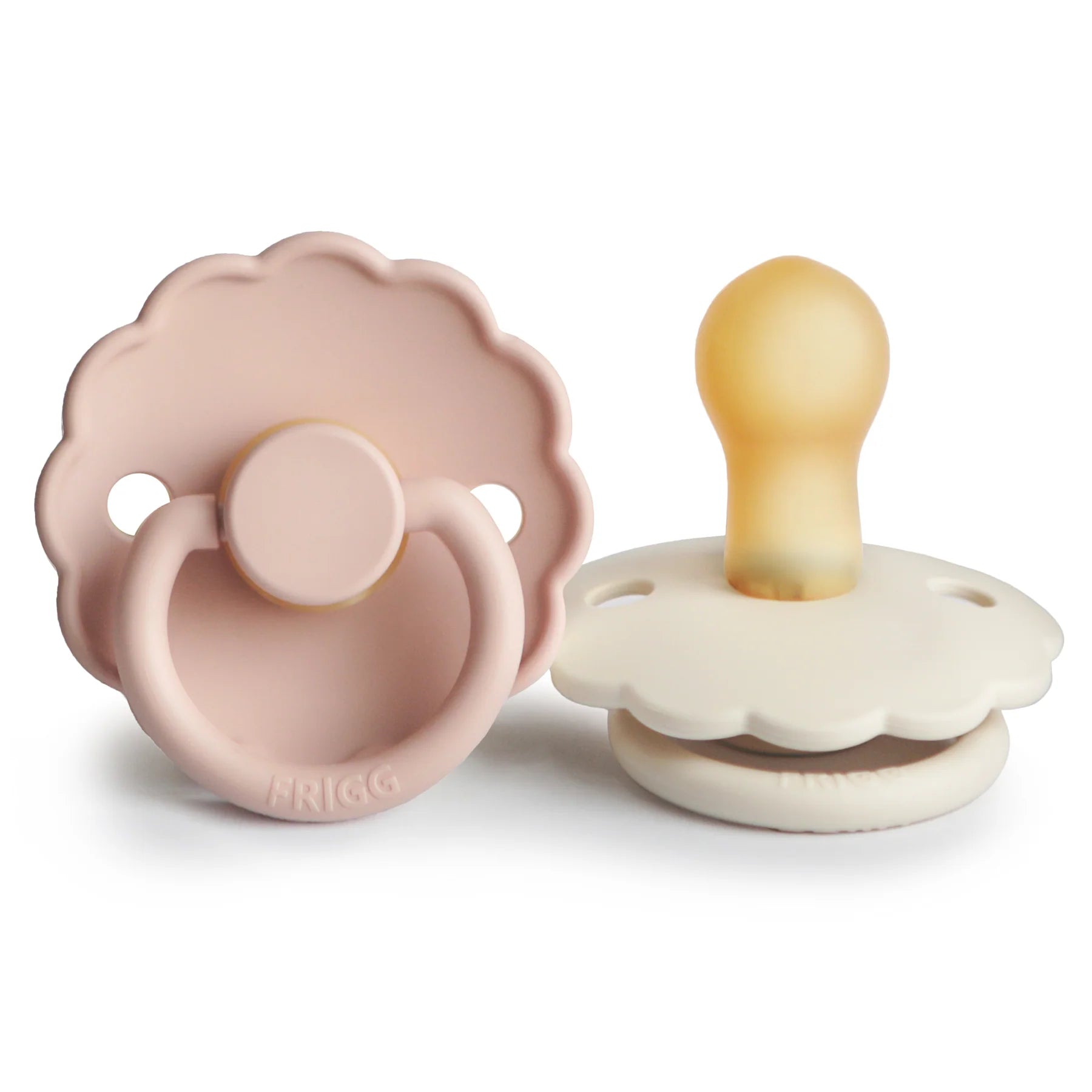 FRIGG Daisy Natural Rubber Pacifier 2pk - 0-6mths, Blush/Cream