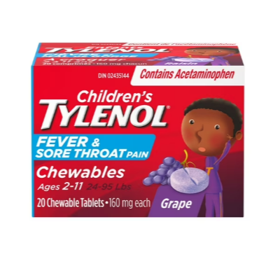 Tylenol Fever & Sore Throat Grape Chewables 20ct