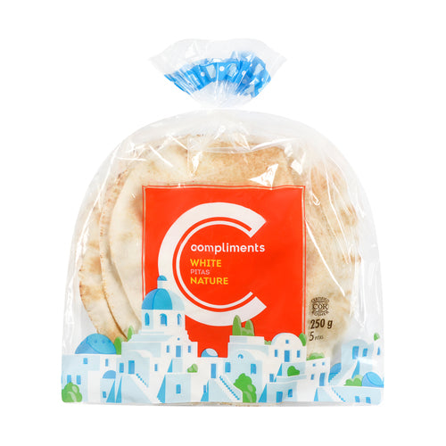 Compliments White Pita Bread 250 g, 5ct