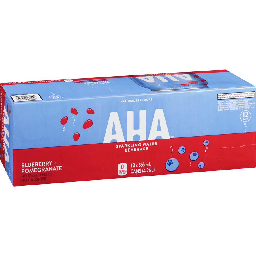 AHA Blueberry + Pomegranate Sparkling Water 355ml x 12ct