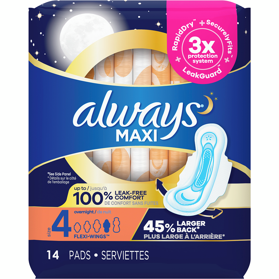 Always Maxi #4 Overnight w/wings Infinity Flexfoam 13pk