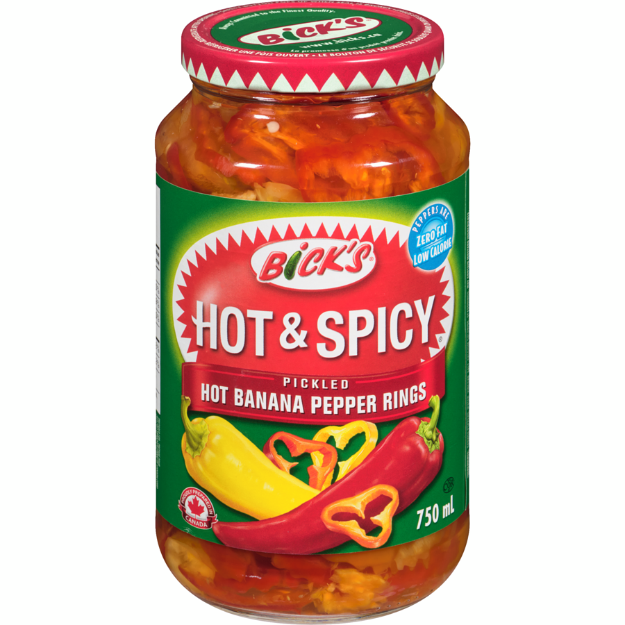 Bicks Hot& Spicy Hot Banana Pepper Rings 750ml