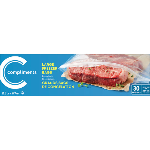 Compliments Zipper Freezer Bags, Large / 30 ct